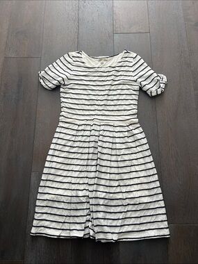 Bordeaux White & Navy Striped Girls' Casual Dress